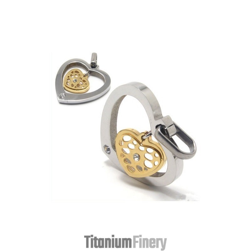 Heart-Shaped Titanium Diamond Necklace Pendant