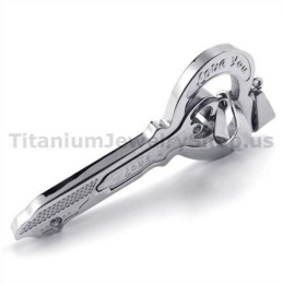 Love Titanium Lovers Key Pendants-Free Chains