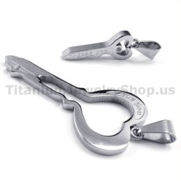 Love Titanium Lovers Key Pendants-Free Chains