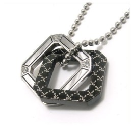Two Square Fashion Gift Titanium Necklace Pendant
