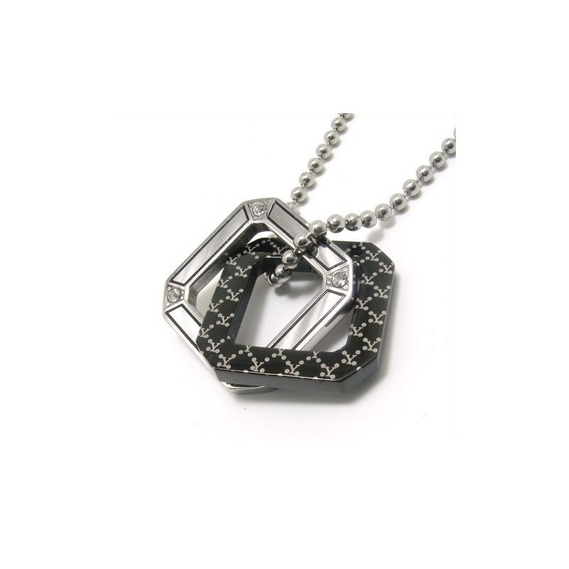 Two Square Fashion Gift Titanium Necklace Pendant Two Square Fashion Gift Titanium Necklace Pendant