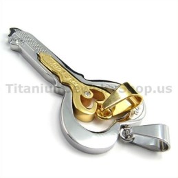 Gloden Titanium Lovers Key Pendants-Free Chains