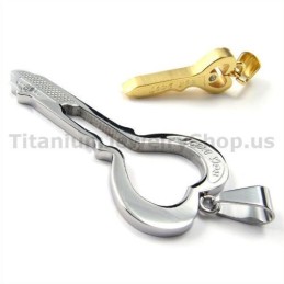 Gloden Titanium Lovers Key Pendants-Free Chains