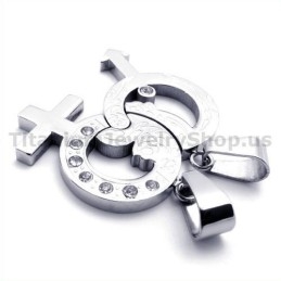 Titanium Lovers Pendants With Diamonds-Free Chains