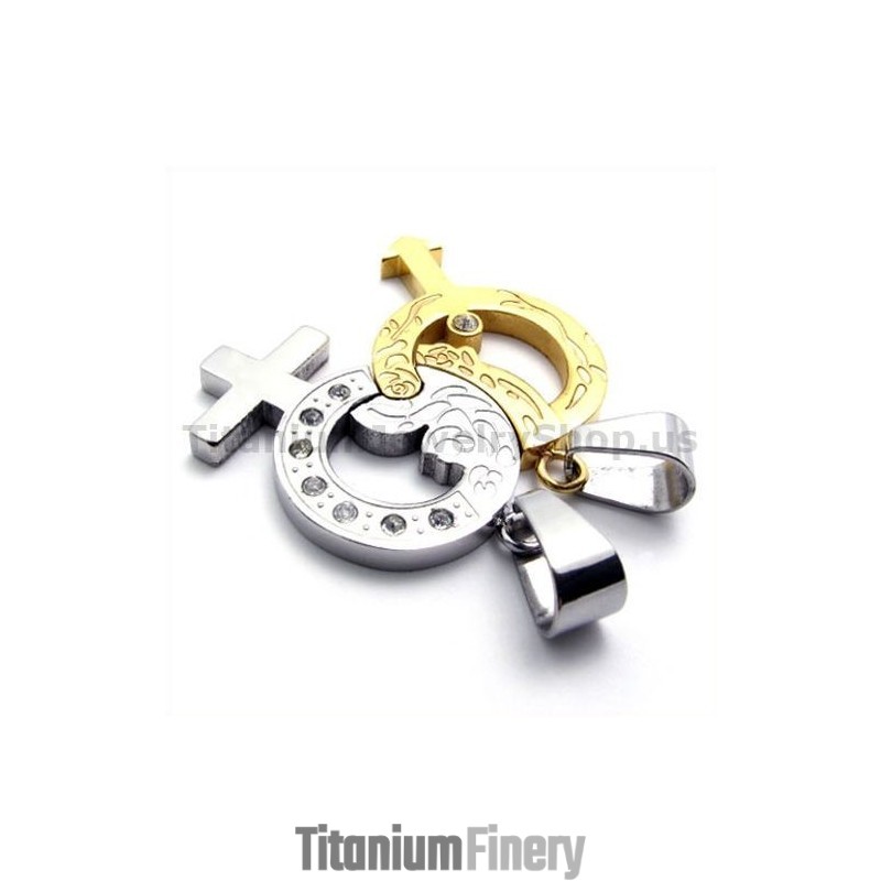 Titanium Lovers Gloden Pendants With Diamonds-Free Chains Titanium Lovers Gloden Pendants With Diamonds-Free Chains