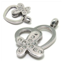 Fashion Gift Heart-Shaped Titanium Diamond Necklace Pendant