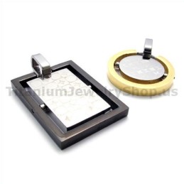 His & Hers Titanium Lovers Pendants-Free Chains