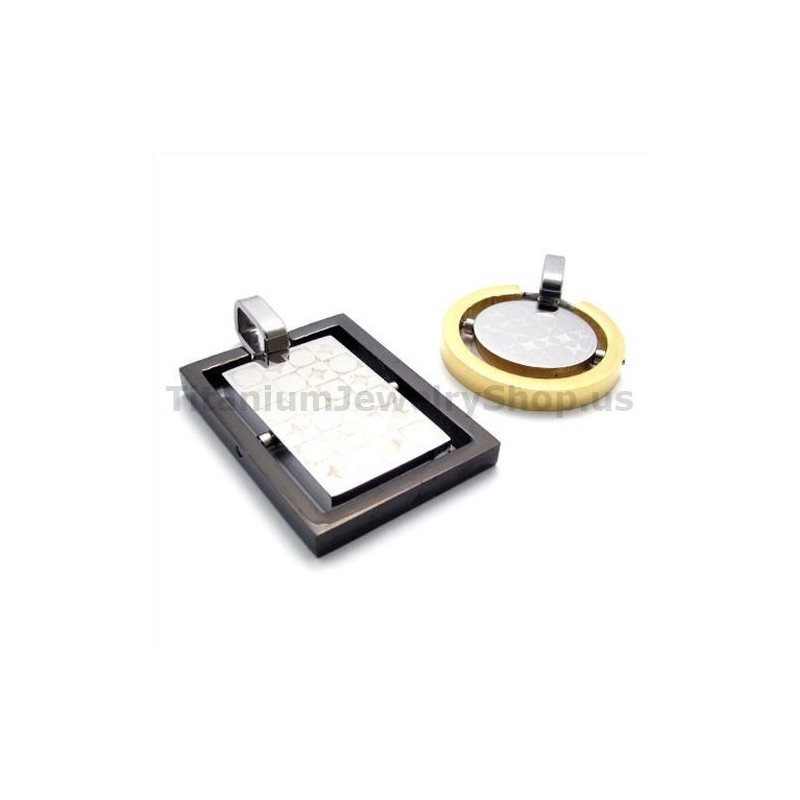 His & Hers Titanium Lovers Pendants-Free Chains