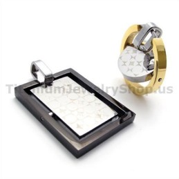 His & Hers Titanium Lovers Pendants-Free Chains