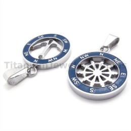 Anchor And Rudder Titanium Lovers Pendants-Free Chains