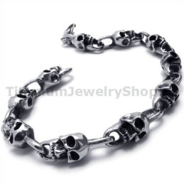 Mens Titanium Skull Bracelet