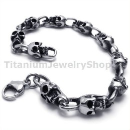 Mens Titanium Skull Bracelet