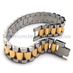 Mens Gloden Titanium Bracelet