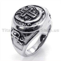 Cross Titanium Skull Ring