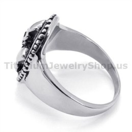 Three Skull Titanium Ring