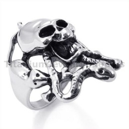 Snakes Skull Titanium Ring