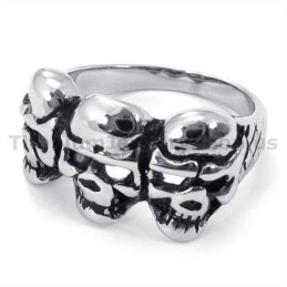 Three Skull Titanium Ring