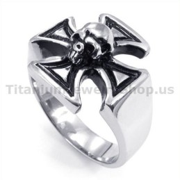 Cross Skull Titanium Ring