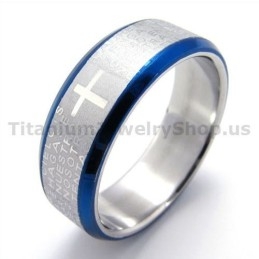 Cross Titanium Ring(Blue)