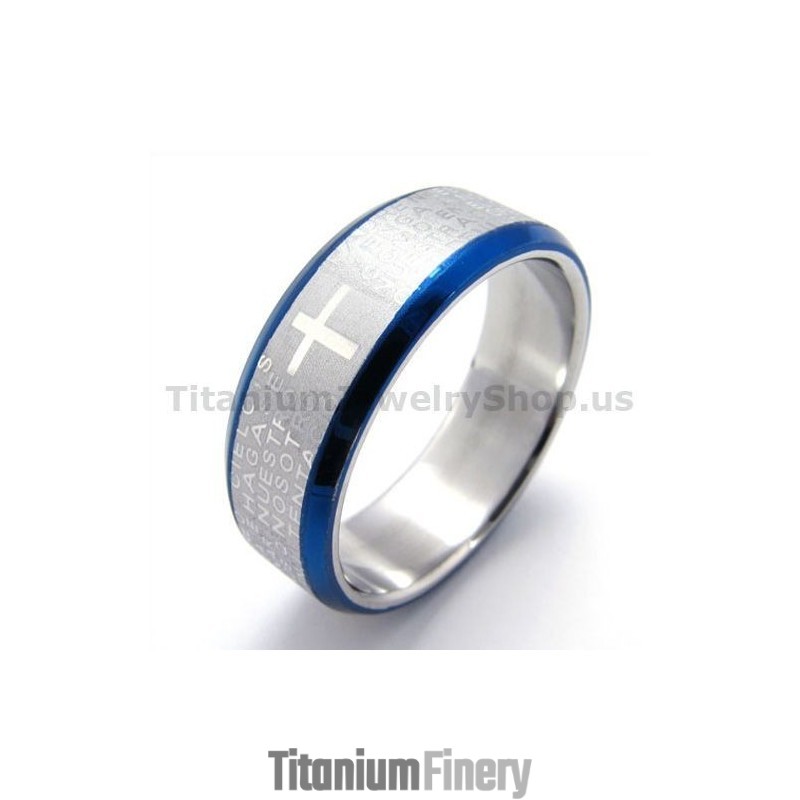 Cross Titanium Ring(Blue)