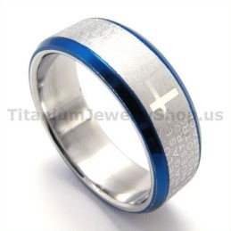 Cross Titanium Ring(Blue)