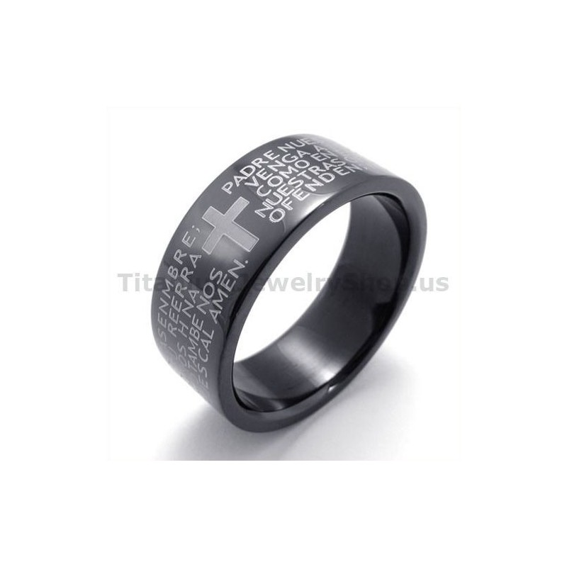 Cross Black Titanium Ring Cross Black Titanium Ring