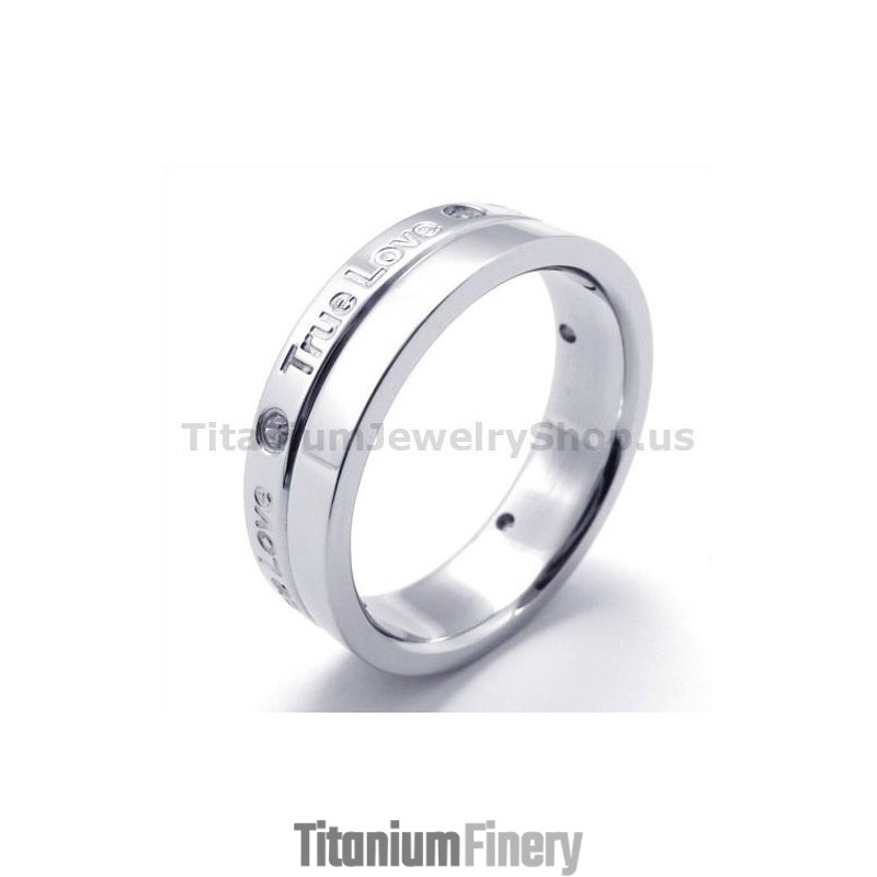 True Love Titanium Ring With Diamond