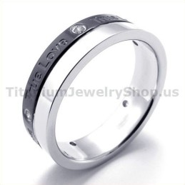 True Love Black Titanium Ring With Diamond