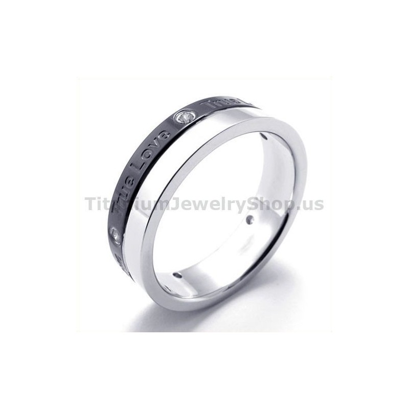 True Love Black Titanium Ring With Diamond True Love Black Titanium Ring With Diamond