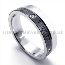 True Love Black Titanium Ring With Diamond