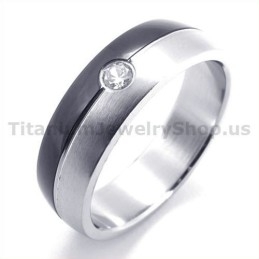 Black Titanium Ring With Diamond