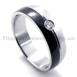 Black Titanium Ring With Diamond