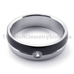 Black Titanium Ring With Diamond