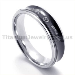 Sweetheart Black Titanium Ring With Diamond
