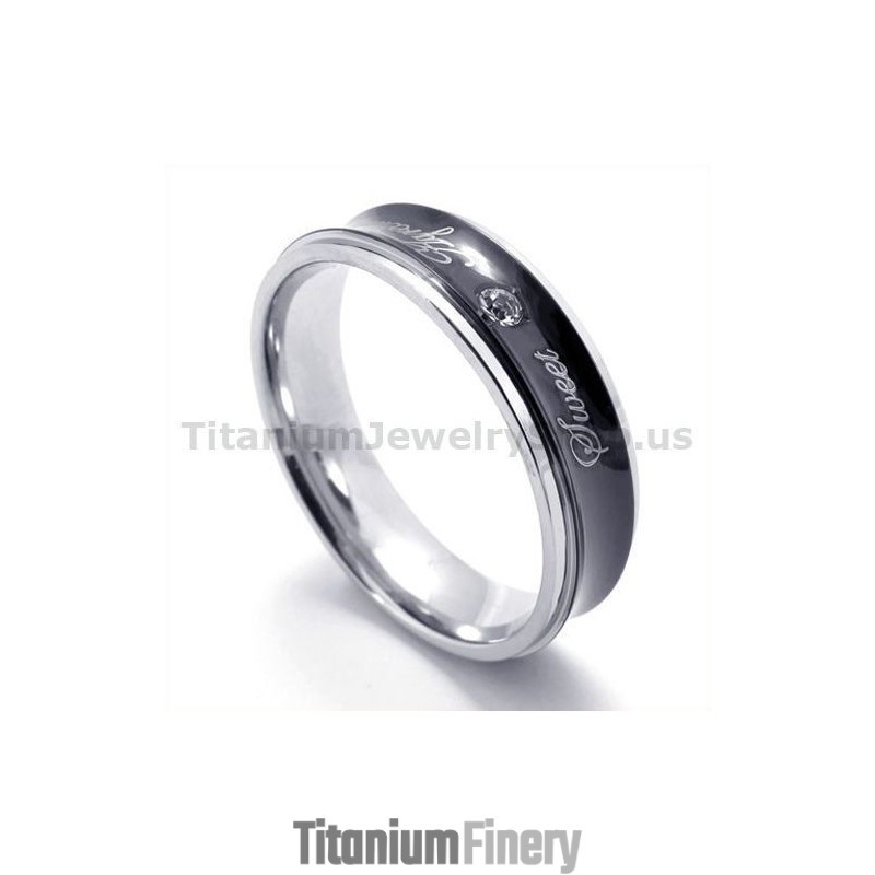 Sweetheart Black Titanium Ring With Diamond Sweetheart Black Titanium Ring With Diamond