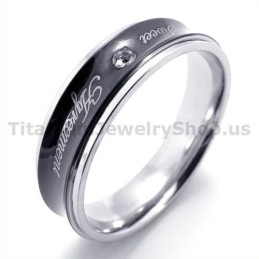 Sweetheart Black Titanium Ring With Diamond