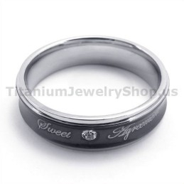 Sweetheart Black Titanium Ring With Diamond