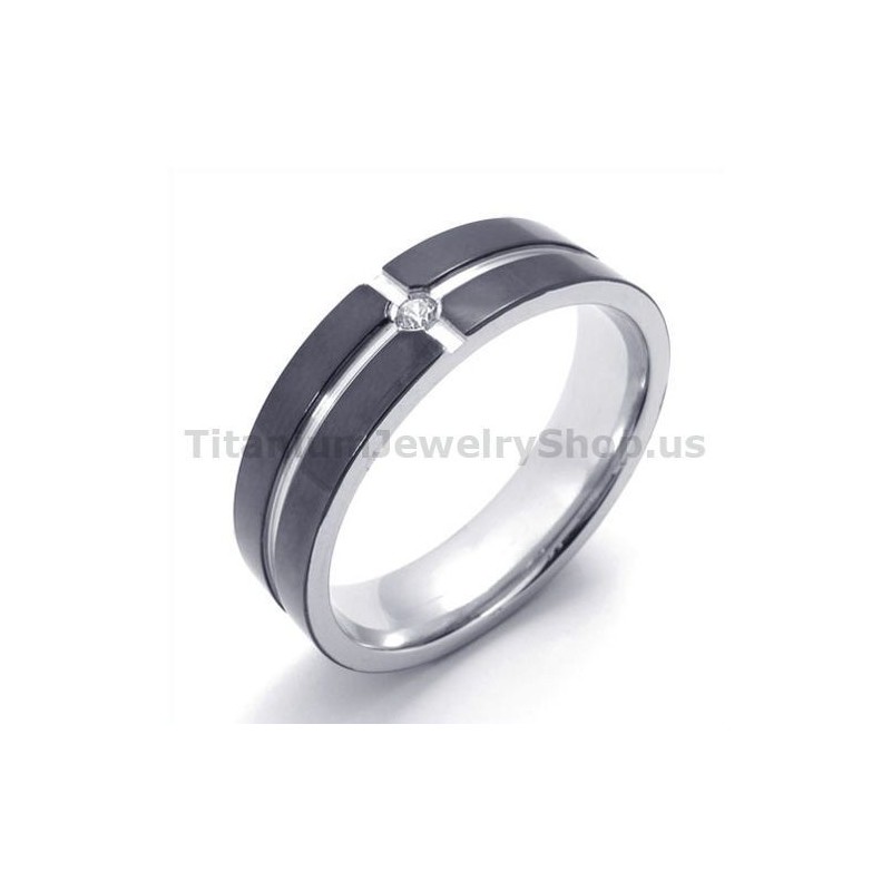 Black Titanium Ring With Diamond Black Titanium Ring With Diamond