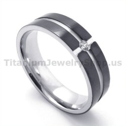 Black Titanium Ring With Diamond