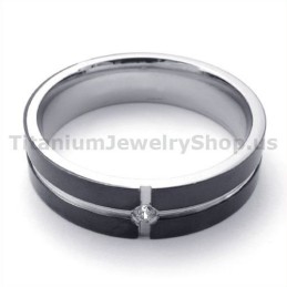 Black Titanium Ring With Diamond