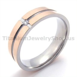 Gloden Titanium Ring With Diamond
