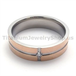 Gloden Titanium Ring With Diamond