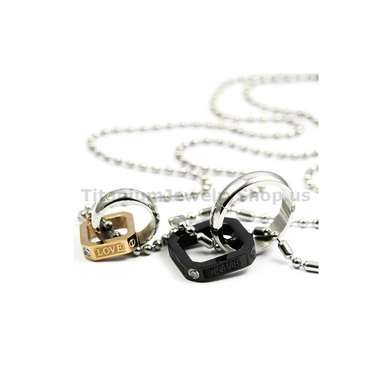Lovers Titanium Pendants With Diamonds Valentine'S Day Gifts - Free Chains