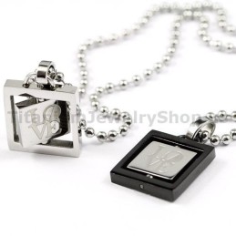 Rotatable Lovers Titanium Pendants Valentine'S Day Gifts - Free Chains