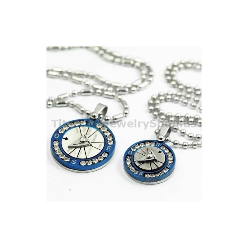 Compass Lovers Titanium Pendants With Diamonds Valentine'S Day Gifts - Free Chains Compass Lovers Titanium Pendants With Diamonds Valentine'S Day Gifts - Free Chains
