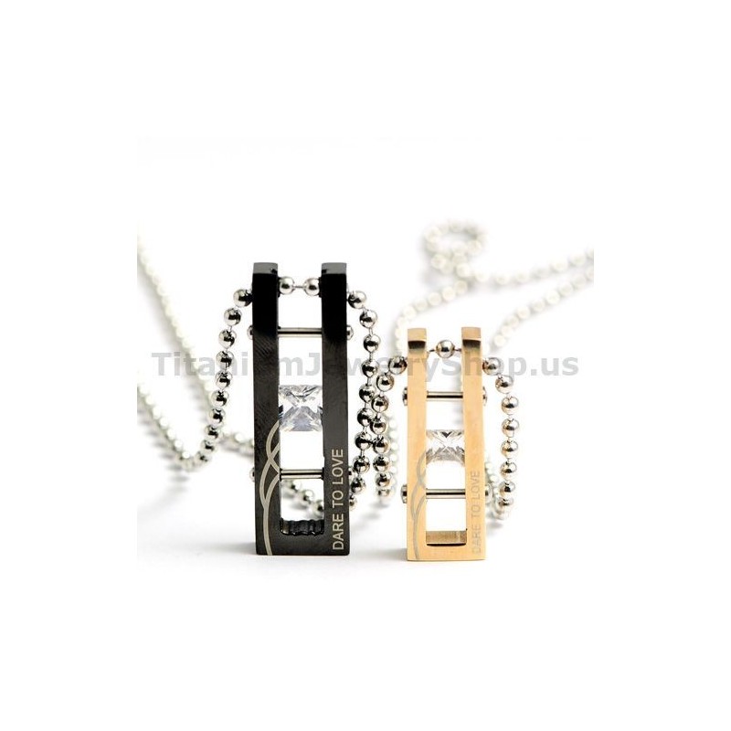 Dare To Love Lovers Titanium Pendants With Diamonds Valentine'S Day Gifts - Free Chains Dare To Love Lovers Titanium Pendants With Diamonds Valentine'S Day Gifts - Free Chains
