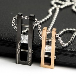 Dare To Love Lovers Titanium Pendants With Diamonds Valentine'S Day Gifts - Free Chains