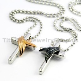 Angel Wings Cross Titanium Lovers Pendants Valentine'S Day Gifts - Free Chains
