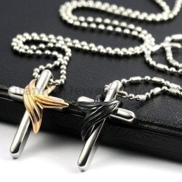 Angel Wings Cross Titanium Lovers Pendants Valentine'S Day Gifts - Free Chains