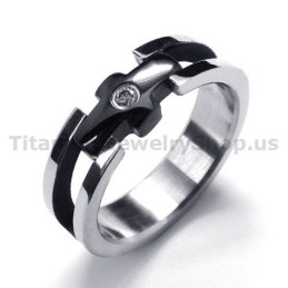 Cross Titanium Ring With Diamond